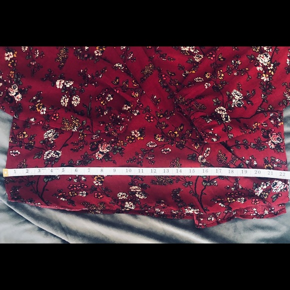 MOSSIMO - SZ XL BURGUNDY FLORAL BLOUSE - Picture 5 of 7